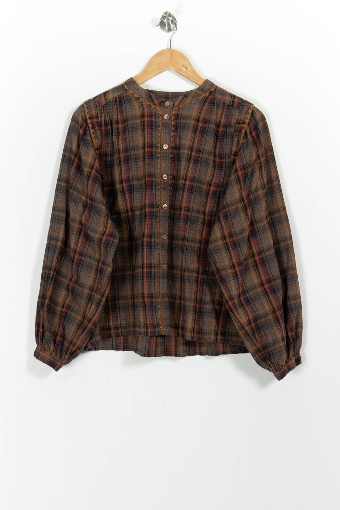 Chemise à Carreaux Marron et Rouge - Taille M/38 de la marque ba&sh | PARAD102832 - Vendu par Paradigme - Image 2