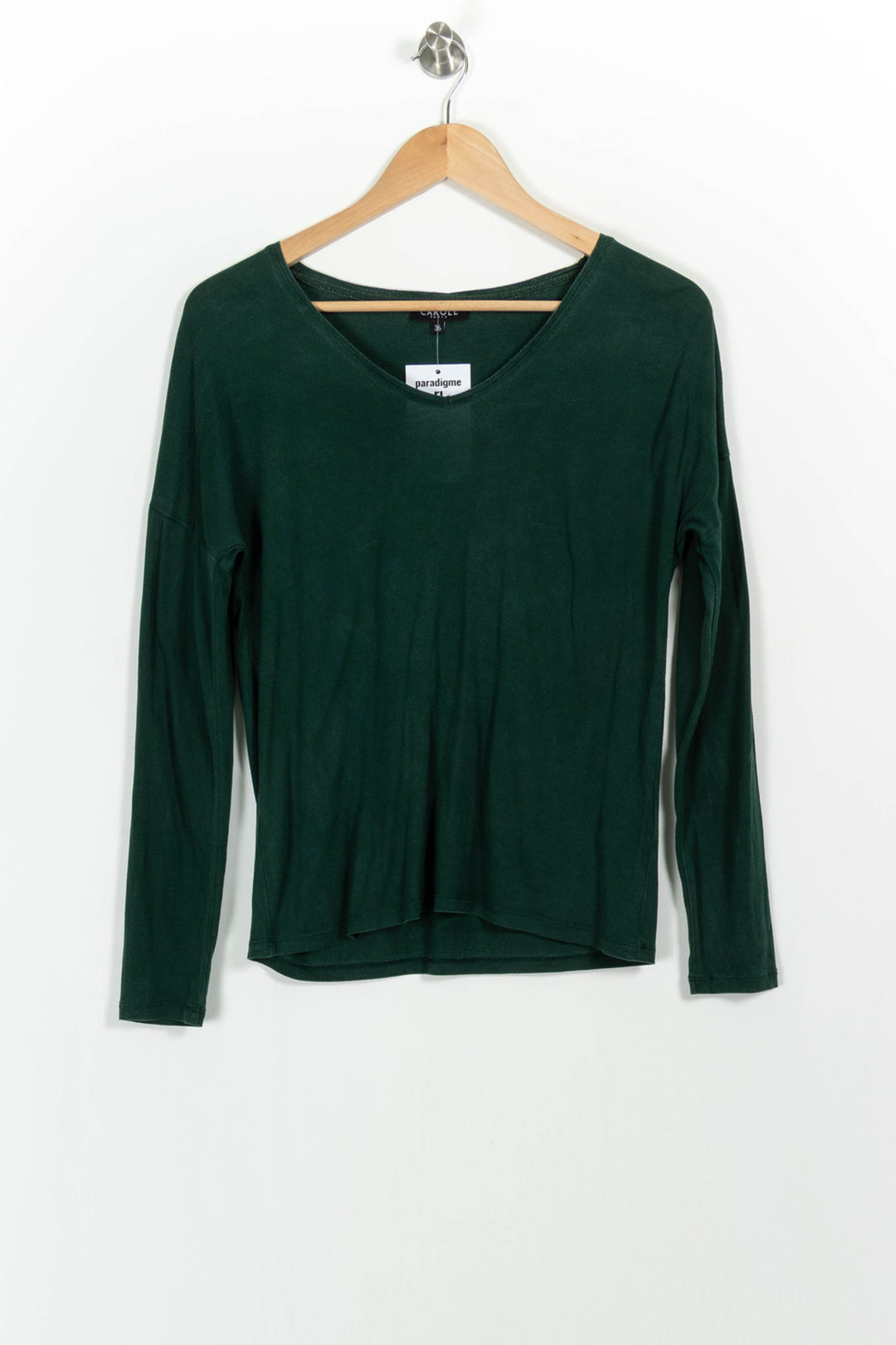 Tee-shirt Manches Longues Vert - Taille S/36 de la marque Caroll | PARAD102835 - Vendu par Paradigme - Image 2