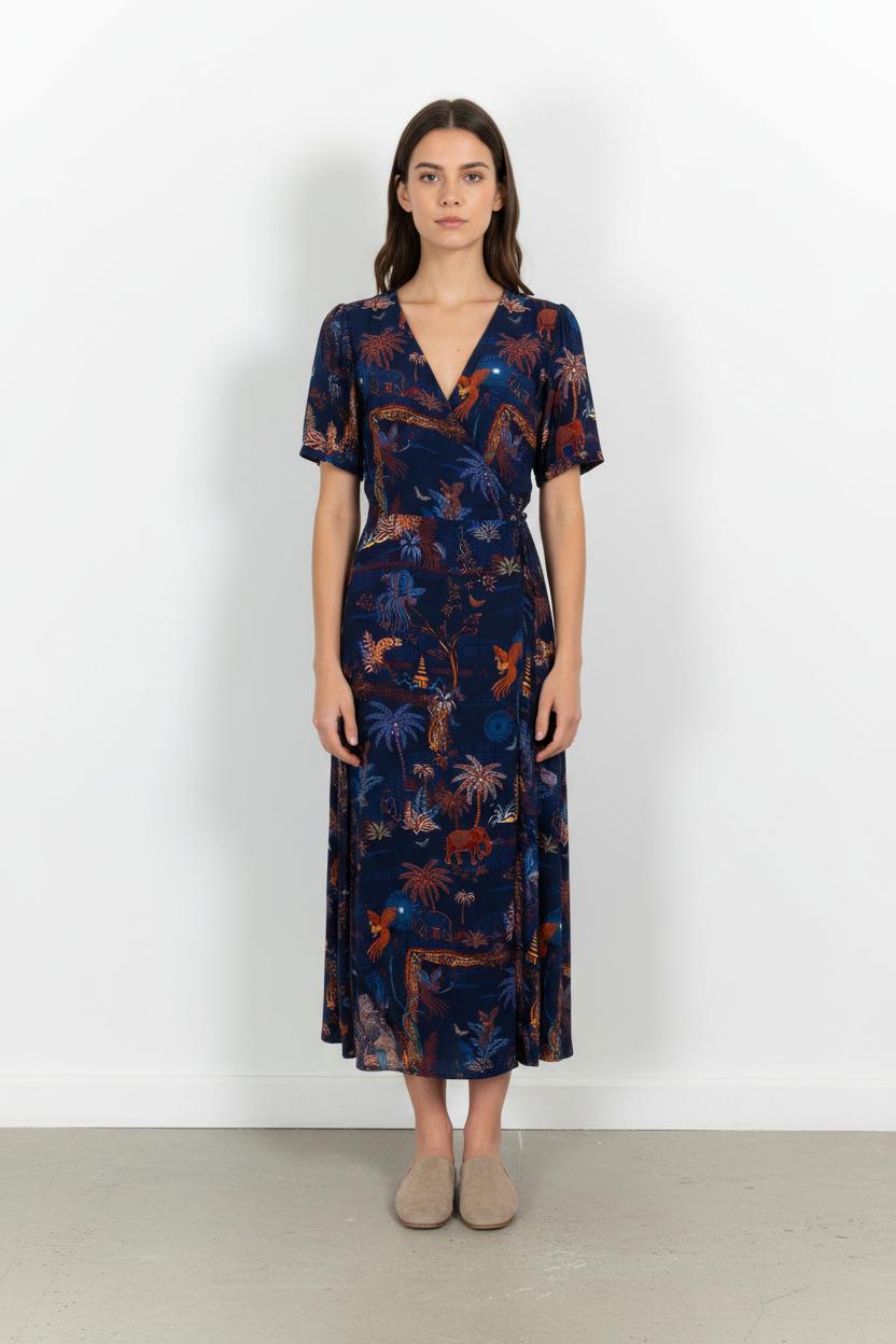 Robe Longue Bleu et Orange - Taille L/40 de la marque La Fée Maraboutée | PARAD102846 - Vendu par Paradigme - Image 1