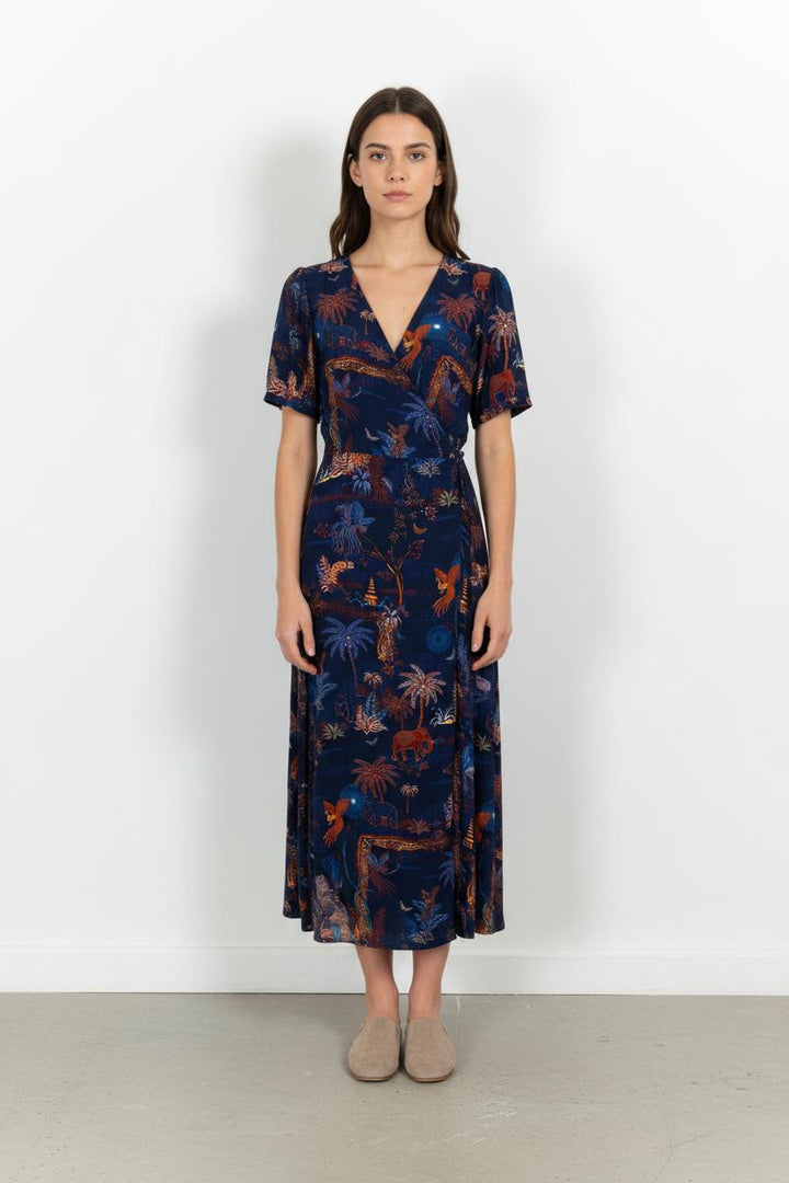 Robe Longue Bleu et Orange - Taille L/40 de la marque La Fée Maraboutée | PARAD102846 - Vendu par Paradigme - Image 1