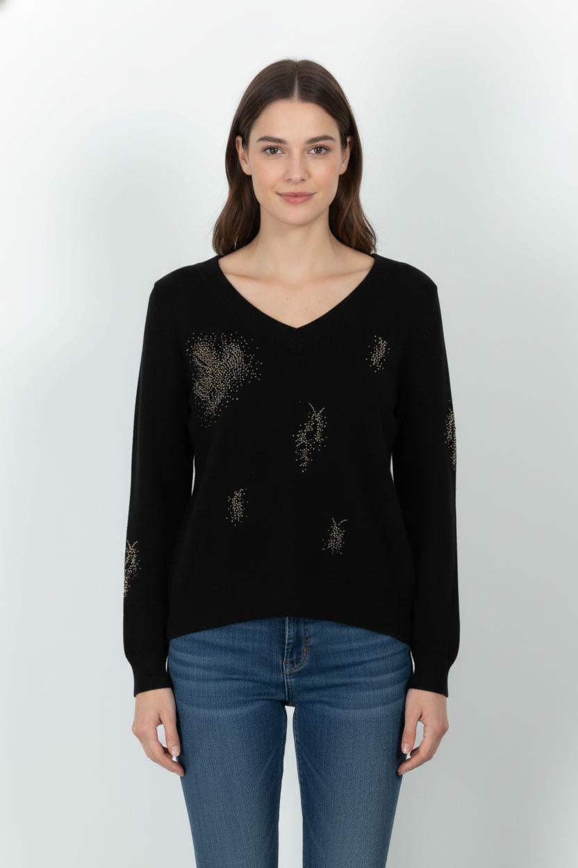 Pull Noir - Taille L/40 de la marque La Fée Maraboutée | PARAD102848 - Vendu par Paradigme - Image 1