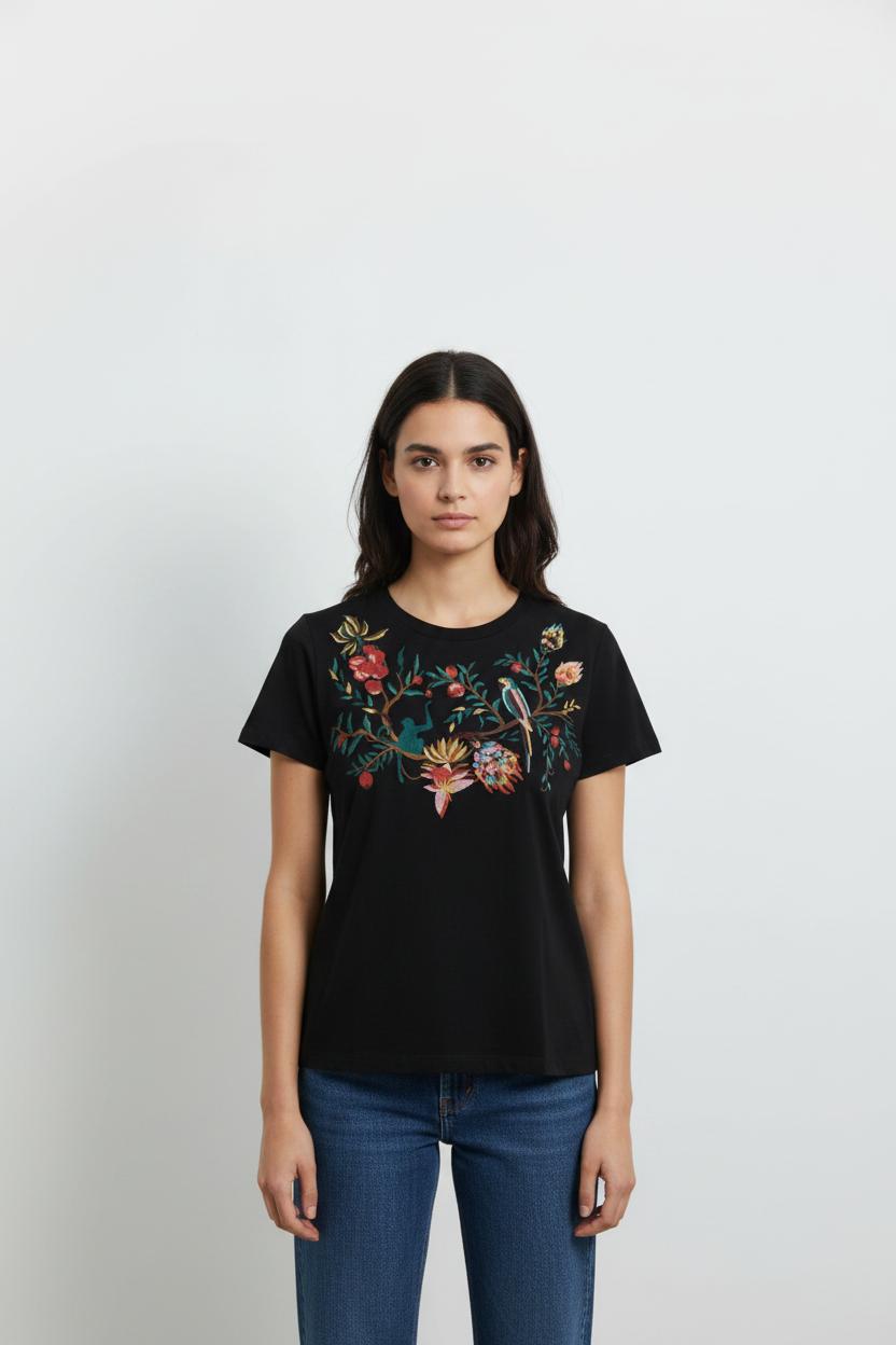 Tee-shirt Noir - Taille S/36 de la marque La Fée Maraboutée | PARAD102850 - Vendu par Paradigme - Image 1