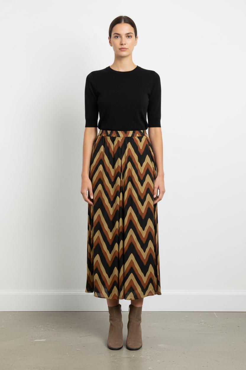 Jupe Longue Marron et Noire - Taille S/36 de la marque Diega | PARAD102891 - Vendu par Paradigme - Image 1