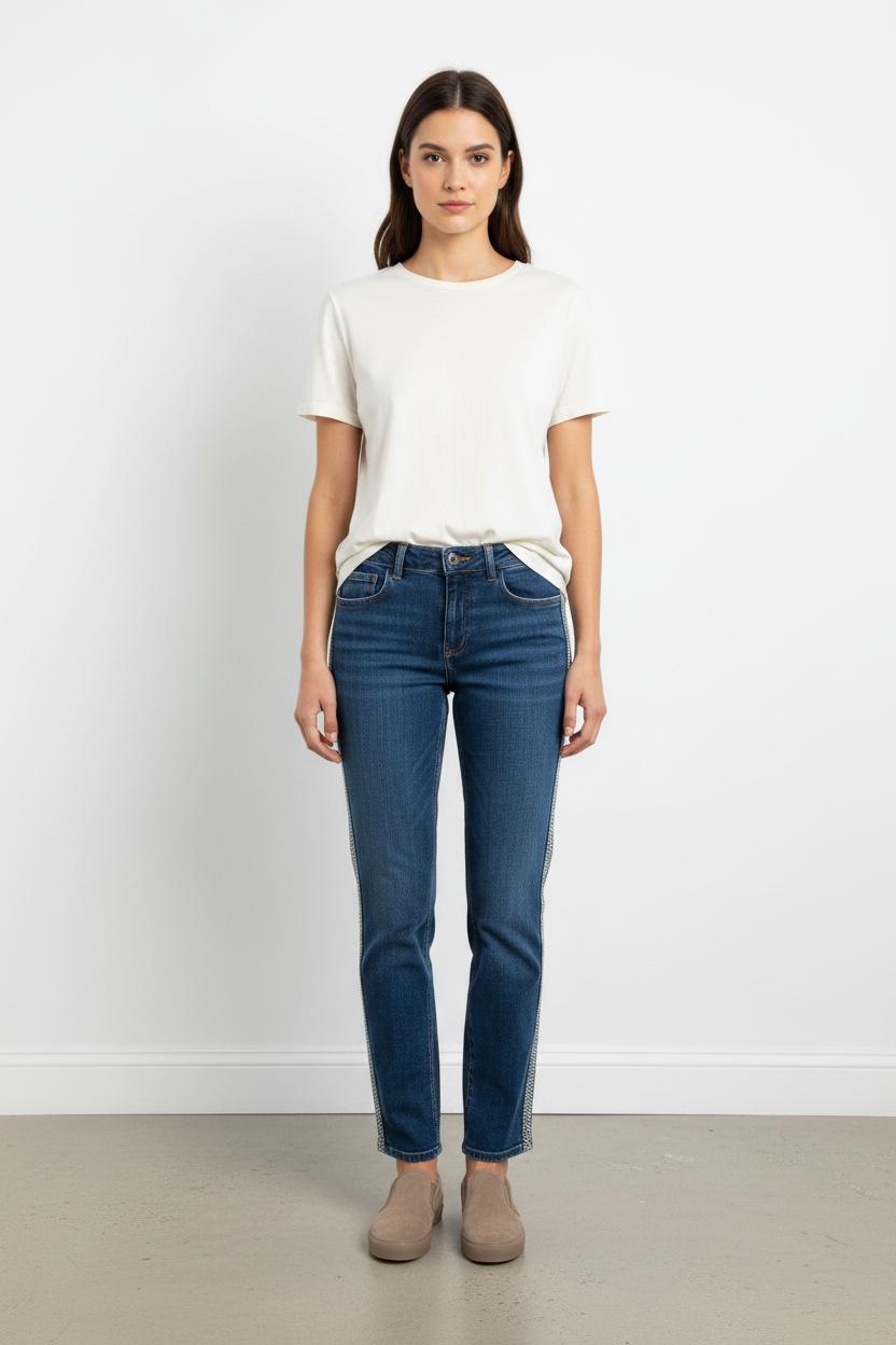 Jean Bleu et Blanc - Taille S/36 de la marque La Fée Maraboutée | PARAD102913 - Vendu par Paradigme - Image 1