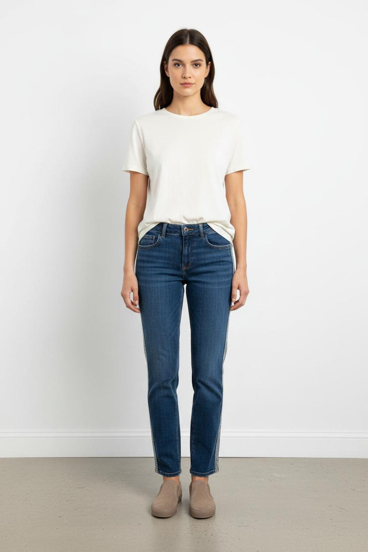 Jean Bleu et Blanc - Taille S/36 de la marque La Fée Maraboutée | PARAD102913 - Vendu par Paradigme - Image 1
