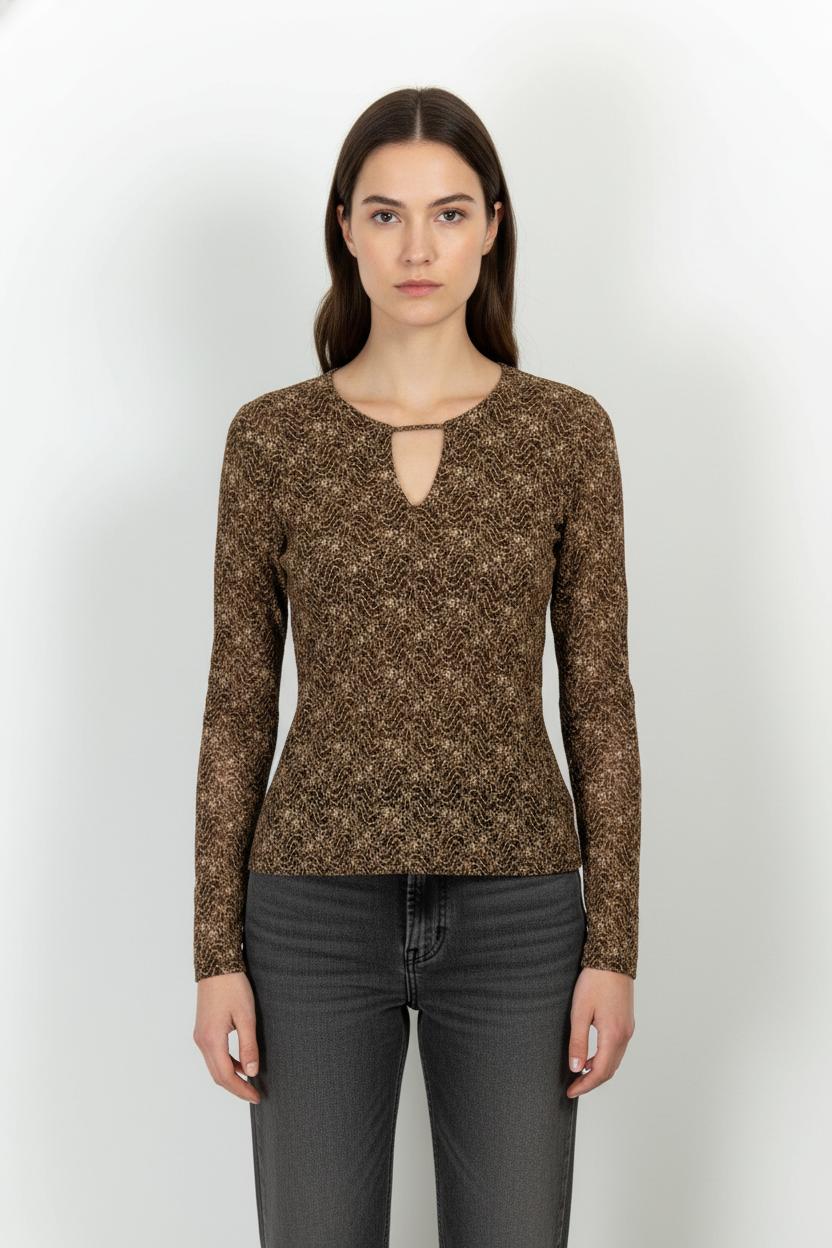 Top Marron et Beige - Taille M/38 de la marque Maison 123 | PARAD102933 - Vendu par Paradigme - Image 1