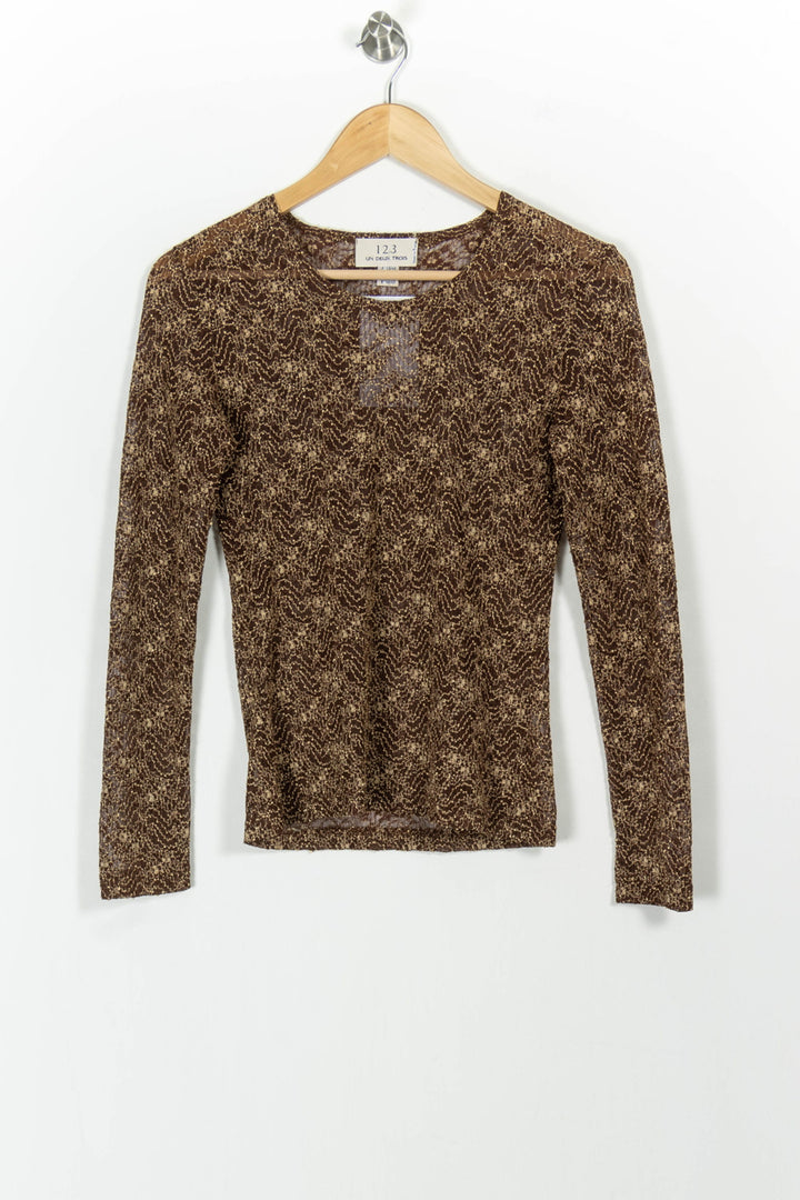 Top Marron et Beige - Taille M/38 de la marque Maison 123 | PARAD102933 - Vendu par Paradigme - Image 2