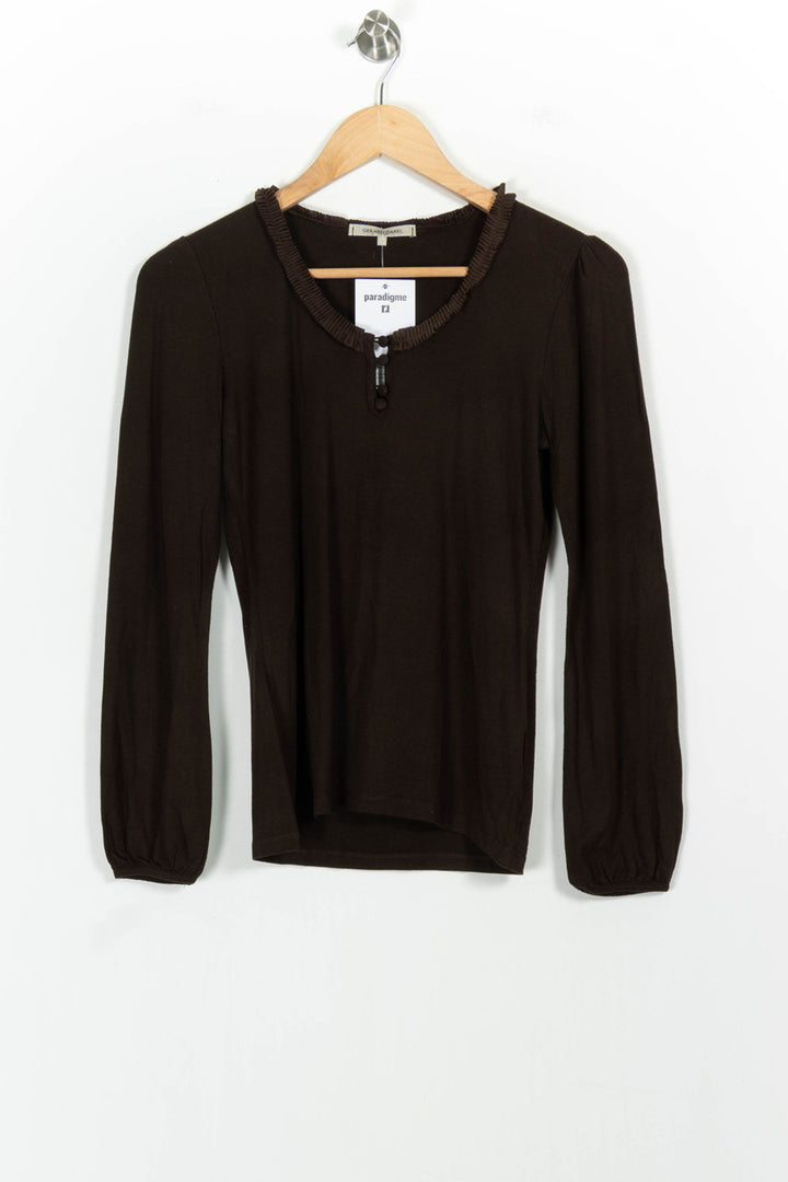 T-shirt Manche Longue Marron - Taille S/36 de la marque Gerard Darel | PARAD102934 - Vendu par Paradigme - Image 2
