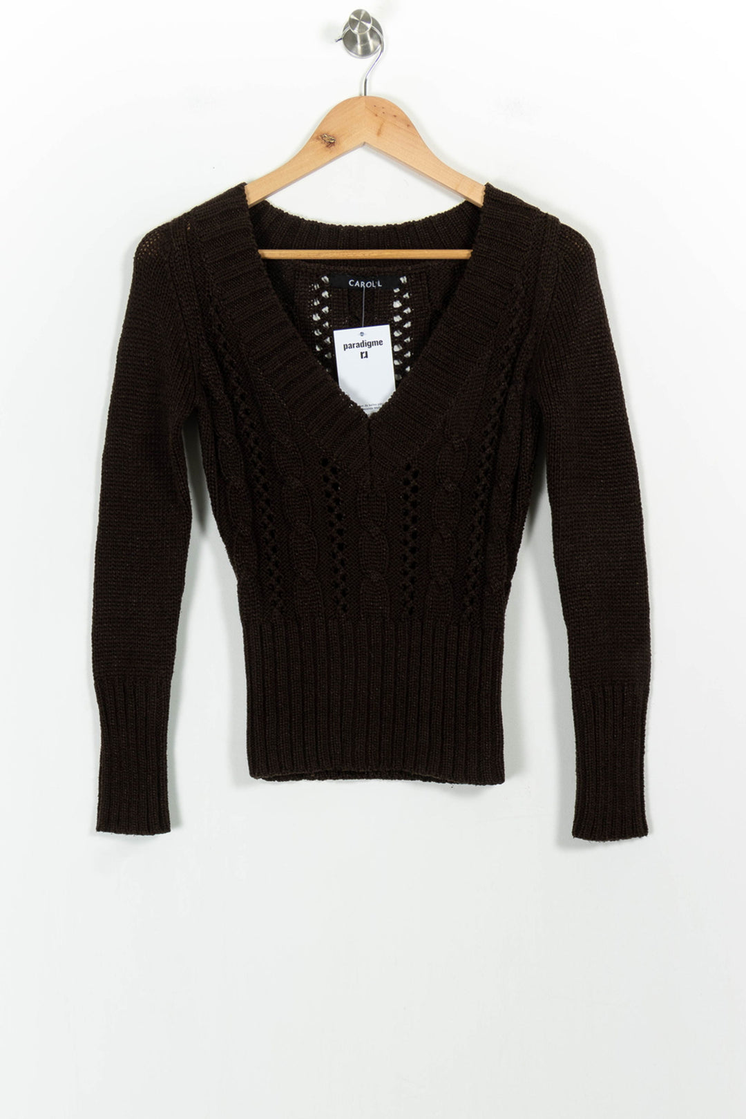 Pull Marron - Taille XS/34 de la marque Caroll | PARAD102942 - Vendu par Paradigme - Image 2