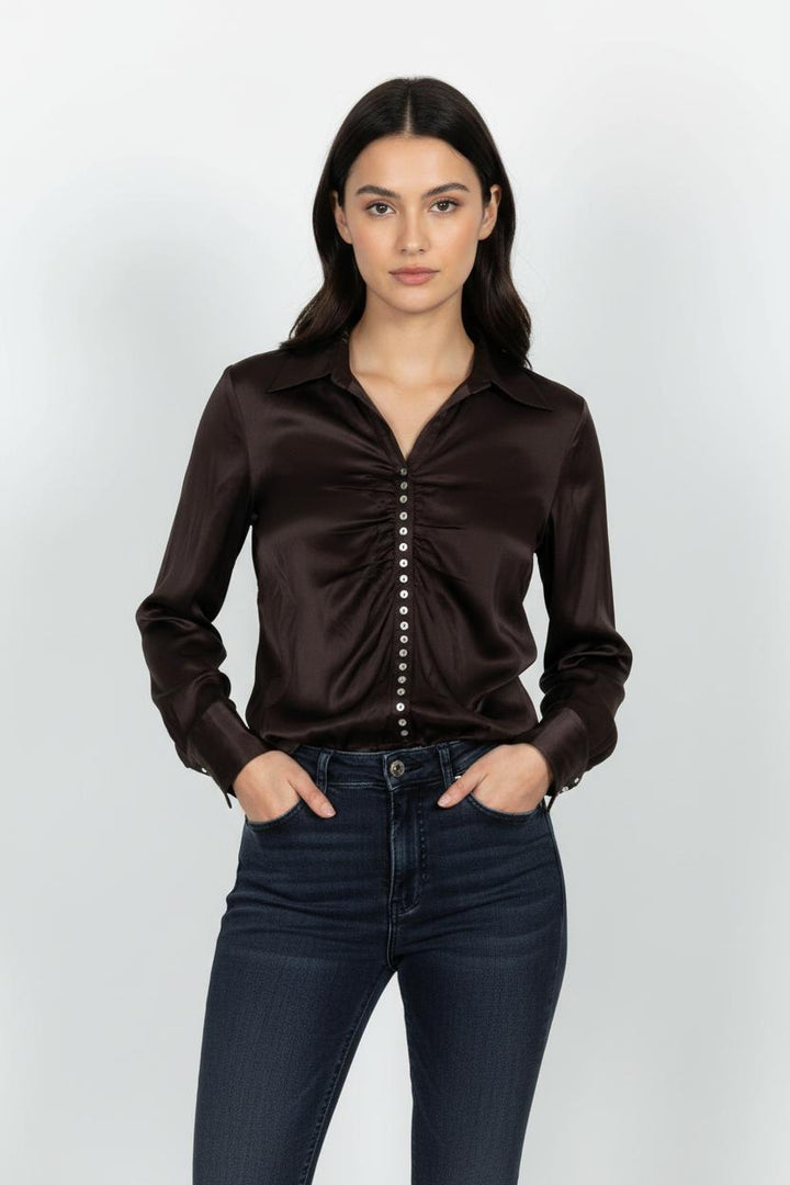 Chemise Marron - Taille M/38 de la marque Caroll | PARAD102955 - Vendu par Paradigme - Image 1