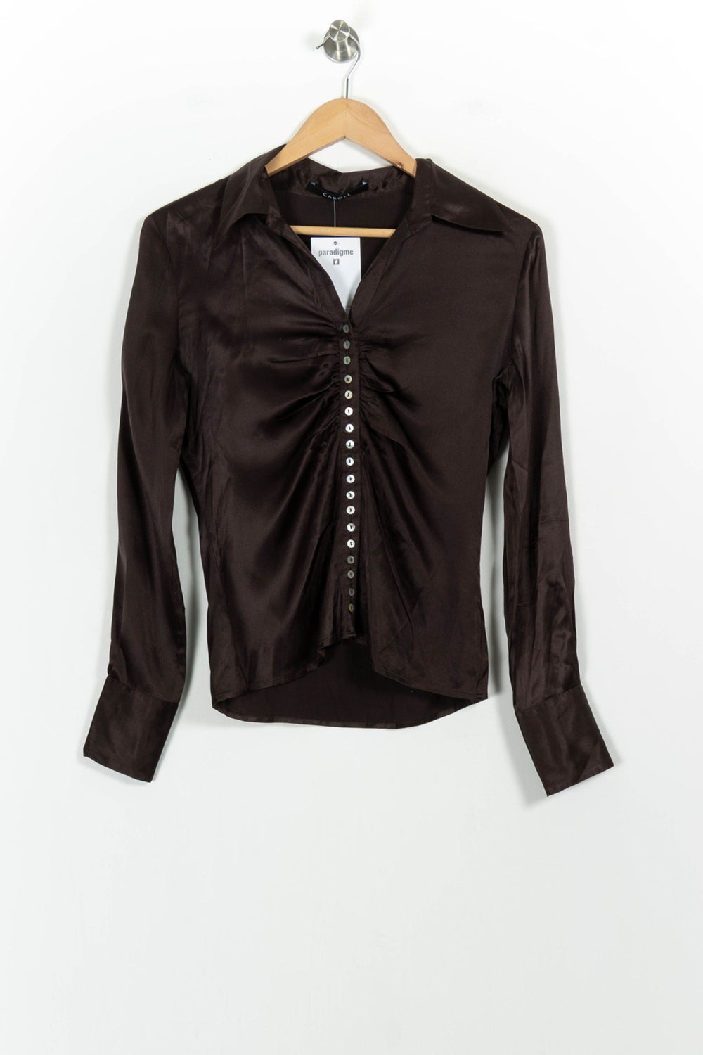 Chemise Marron - Taille M/38 de la marque Caroll | PARAD102955 - Vendu par Paradigme - Image 2