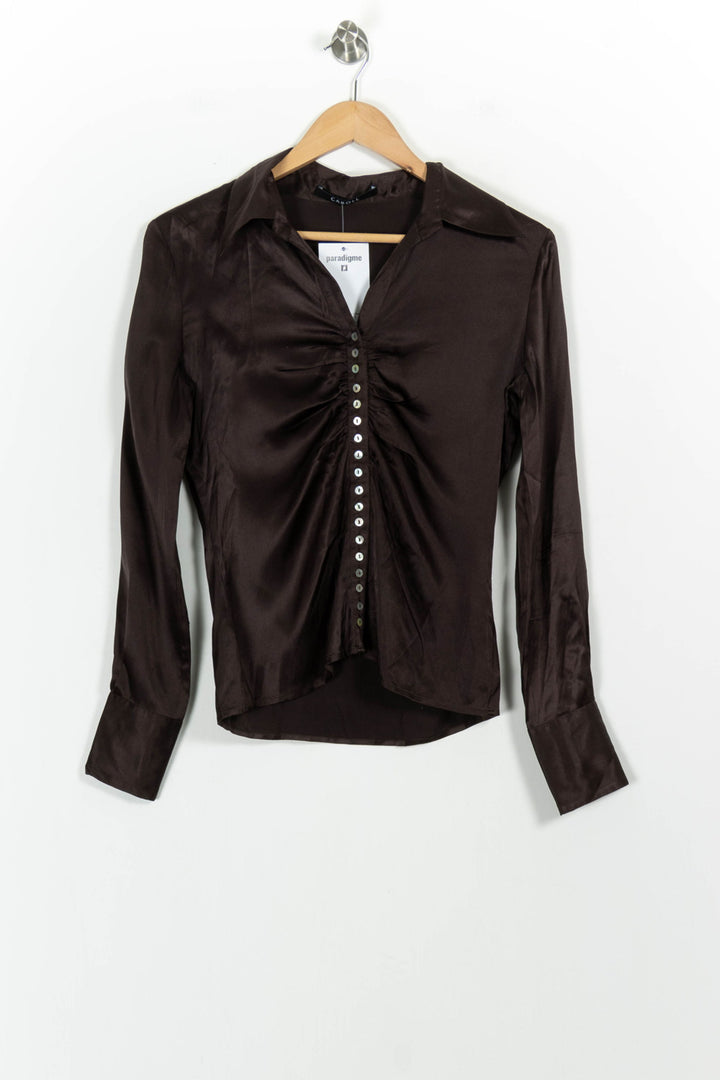 Chemise Marron - Taille M/38 de la marque Caroll | PARAD102955 - Vendu par Paradigme - Image 2