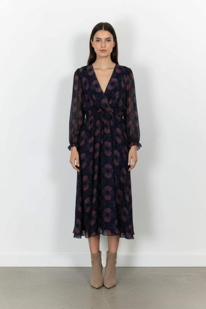 Robe Longue Bleu Marine et Rouge - Taille M/38 de la marque La Fée Maraboutée | PARAD103007 - Vendu par Paradigme - Image 1