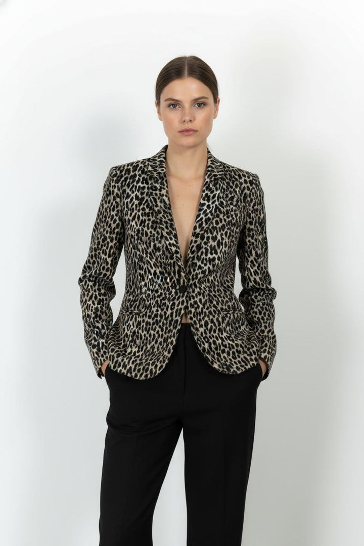 Blazer Léopard Beige et Noir - Taille M/38 de la marque IKKS | PARAD103009 - Vendu par Paradigme - Image 1