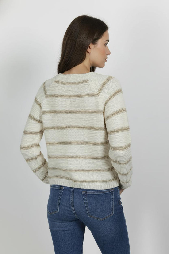 Pull Rayé Beige et Blanc - Taille XS/34 de la marque Suncoo | PARAD103093 - Vendu par Paradigme - Image 1
