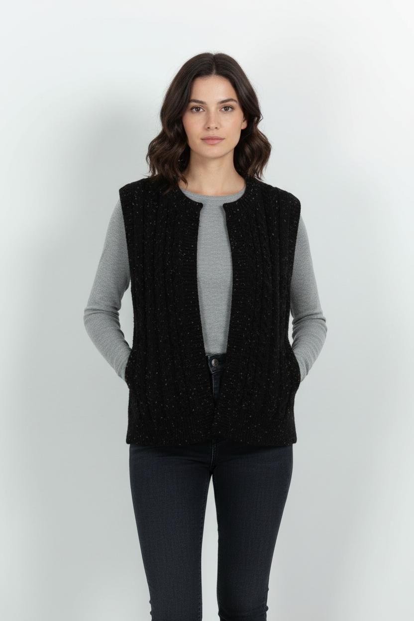 Gilet Sans Manches Noir - Taille XS/34 de la marque Maison 123 | PARAD103098 - Vendu par Paradigme - Image 1