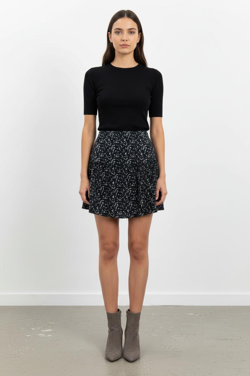 Jupe Courte Noire et Rose - Taille XS/34 de la marque Karl Marc John | PARAD103111 - Vendu par Paradigme - Image 1