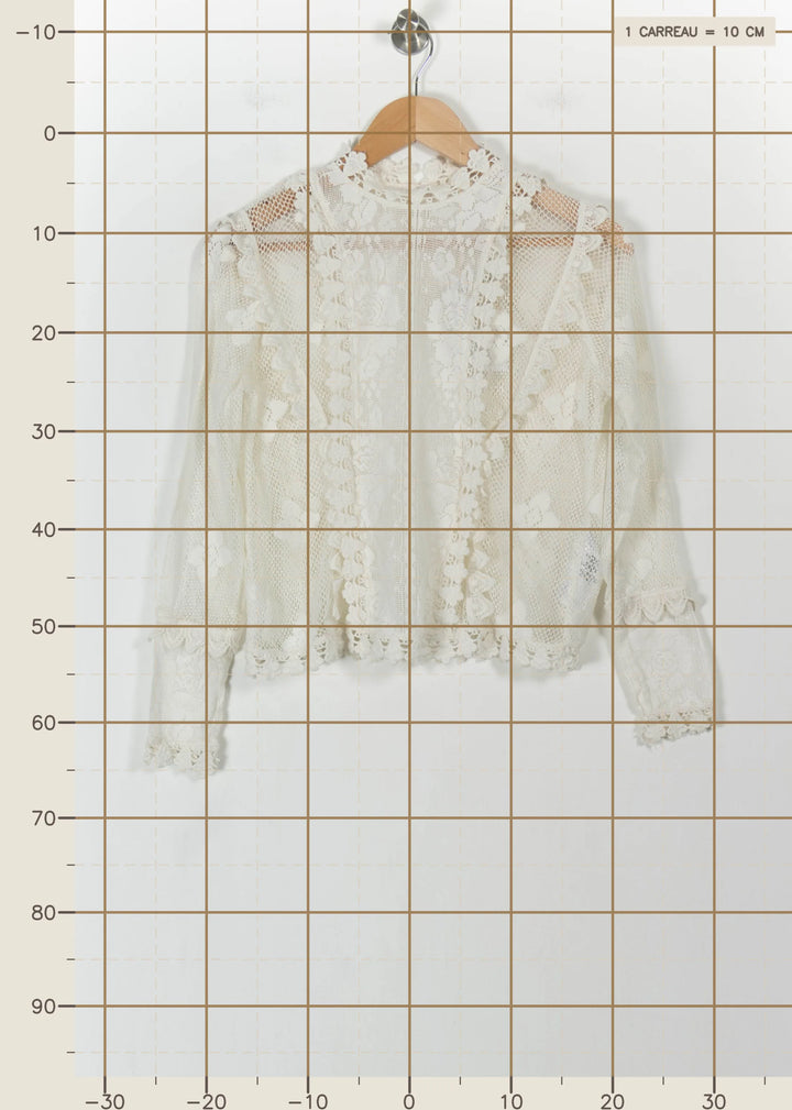 Blouse Dentelle Beige - Taille S/36 de la marque Maje | PARAD103117 - Vendu par Paradigme - Image 4