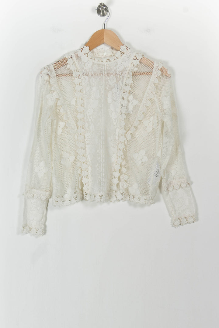 Blouse Dentelle Beige - Taille S/36 de la marque Maje | PARAD103117 - Vendu par Paradigme - Image 2