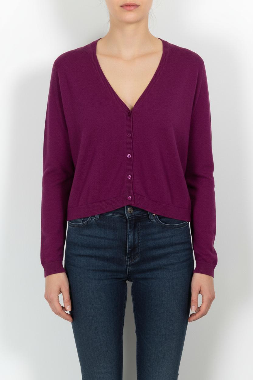 Cardigan Violet - Taille M/38 de la marque La Fée Maraboutée | PARAD103132 - Vendu par Paradigme - Image 1