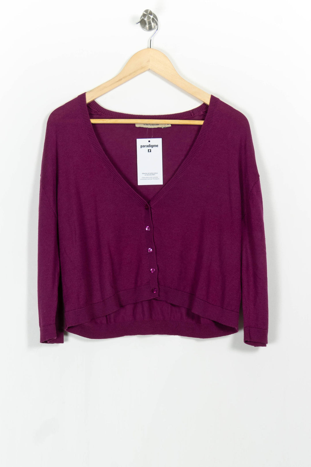Cardigan Violet - Taille M/38 de la marque La Fée Maraboutée | PARAD103132 - Vendu par Paradigme - Image 2