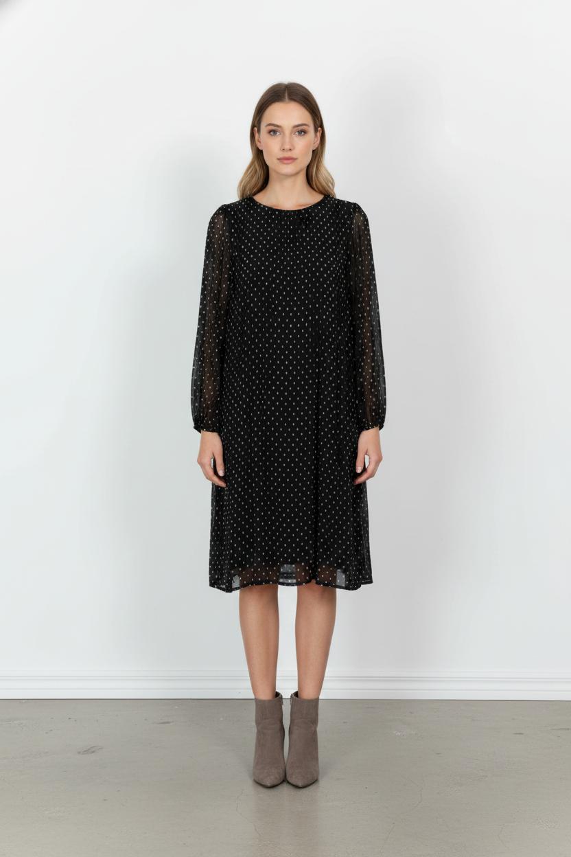 Robe Noire à Pois Blancs - Taille L/40 de la marque Maje | PARAD103138 - Vendu par Paradigme - Image 1
