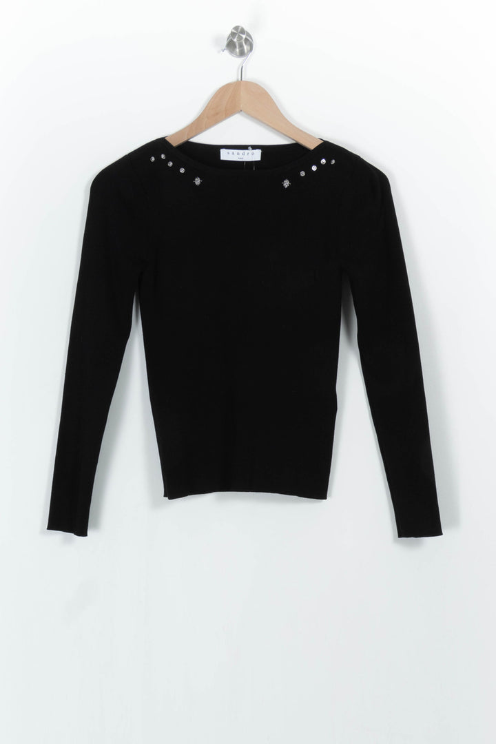 Pull Noir - Taille M/38 de la marque Sandro | PARAD103139 - Vendu par Paradigme - Image 2