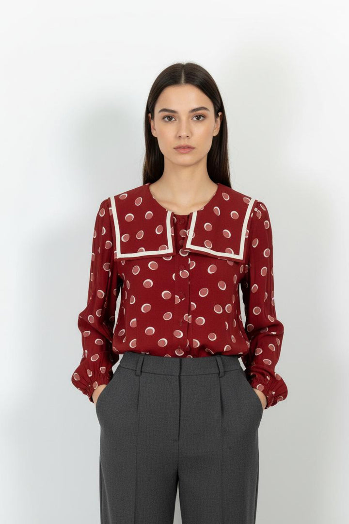 Blouse Bordeaux et Blanc - Taille L/40 de la marque Make My Lemonade | PARAD103146 - Vendu par Paradigme - Image 1
