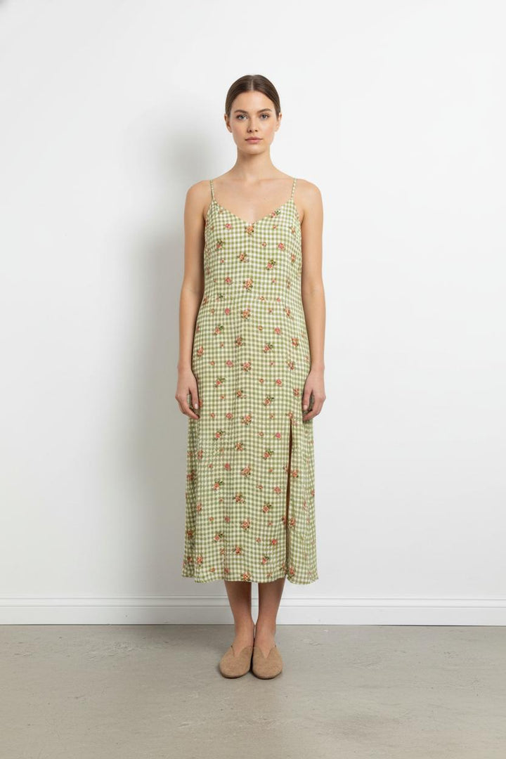 Robe Longue Verte et Blanche - Taille XL/42 de la marque Reformation | PARAD103148 - Vendu par Paradigme - Image 1