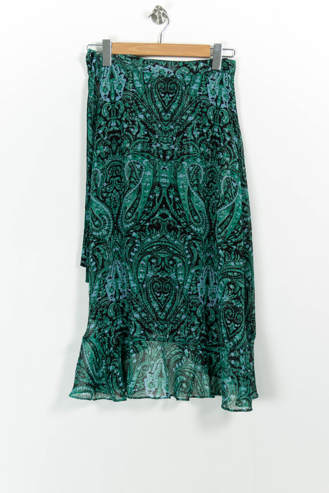 Jupe Portefeuille Verte et Noire - Taille S/36 de la marque Suncoo | PARAD103150 - Vendu par Paradigme - Image 4