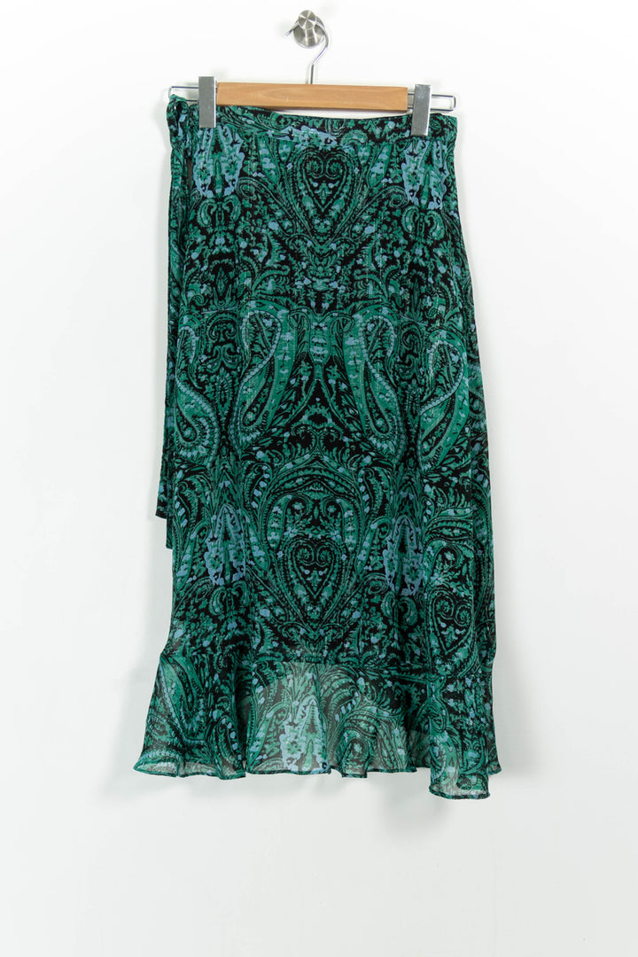 Jupe Portefeuille Verte et Noire - Taille S/36 de la marque Suncoo | PARAD103150 - Vendu par Paradigme - Image 4
