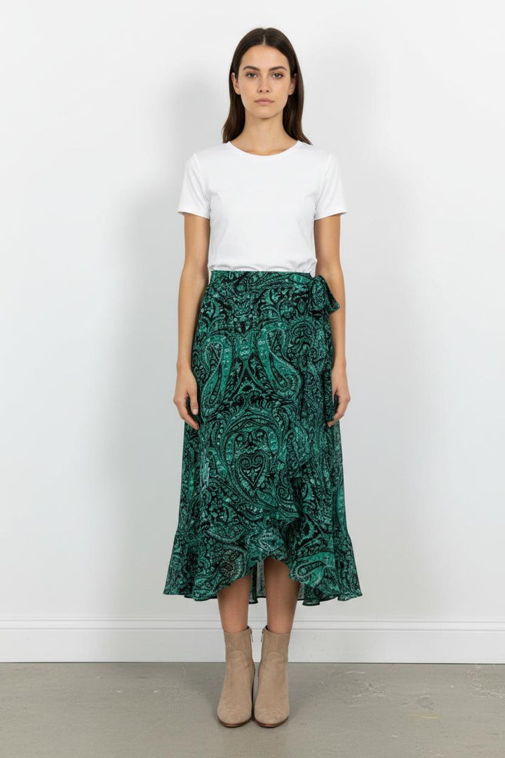 Jupe Portefeuille Verte et Noire - Taille S/36 de la marque Suncoo | PARAD103150 - Vendu par Paradigme - Image 1