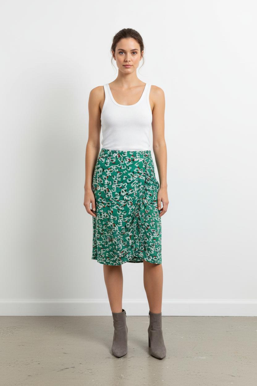 Jupe Drapée Verte - Taille S/36 de la marque Suncoo | PARAD103152 - Vendu par Paradigme - Image 1