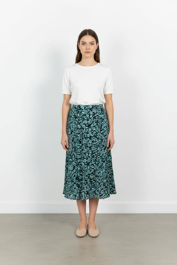 Jupe Fleurie Verte et Noire - Taille S/36 de la marque Suncoo | PARAD103161 - Vendu par Paradigme - Image 1