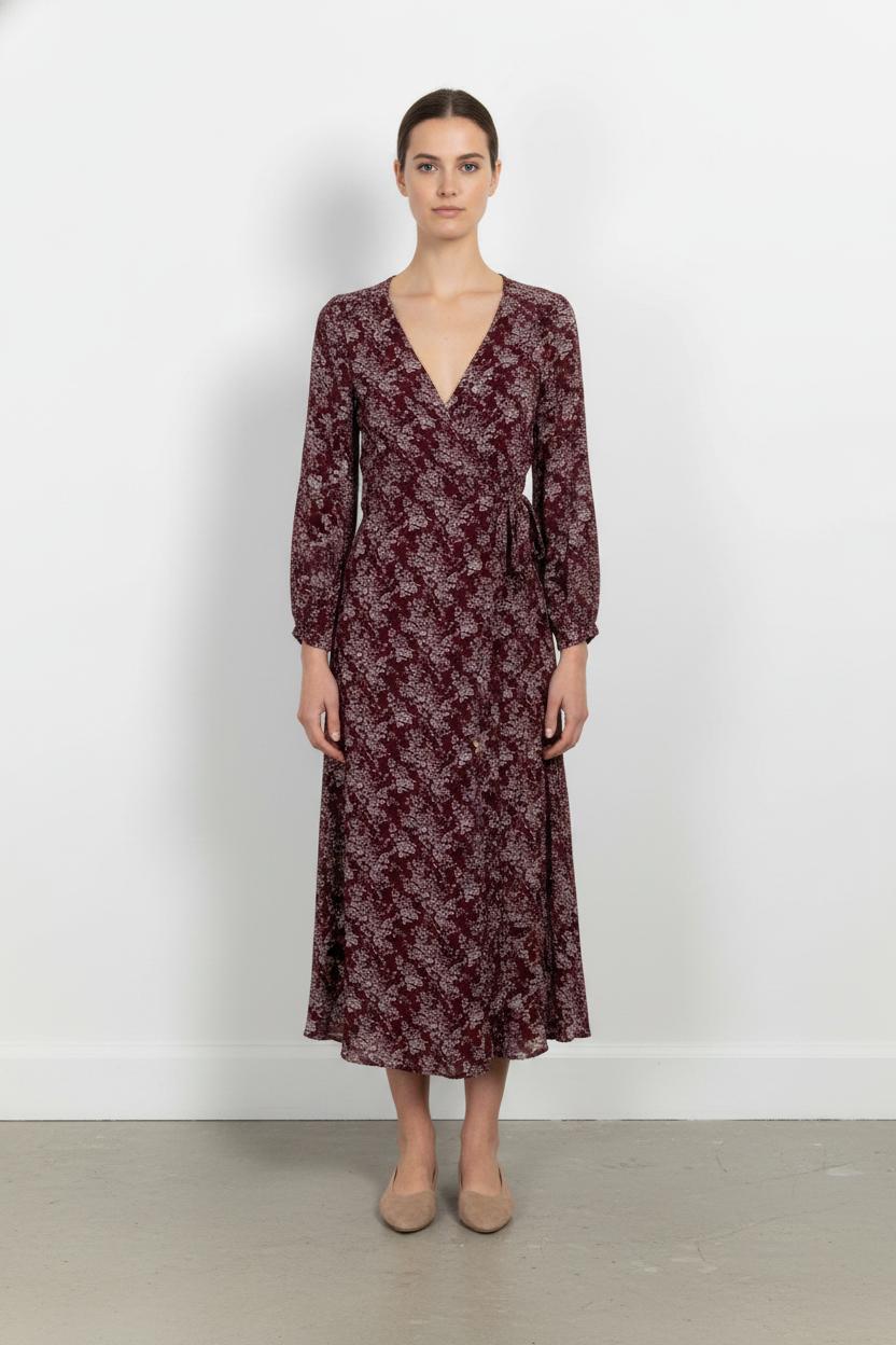 Robe Longue Bordeaux et Blanche - Taille S/36 de la marque Petite Mendigote | PARAD103167 - Vendu par Paradigme - Image 1
