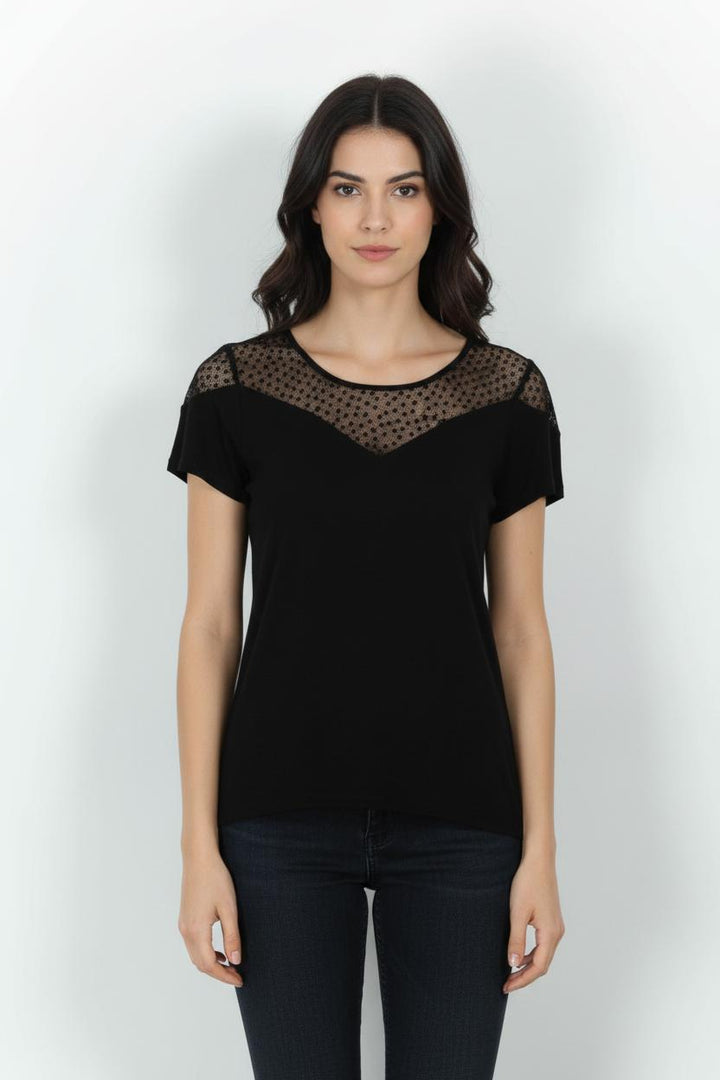 T-shirt Noir et Transparent - Taille M/38 de la marque IKKS | PARAD103194 - Vendu par Paradigme - Image 1