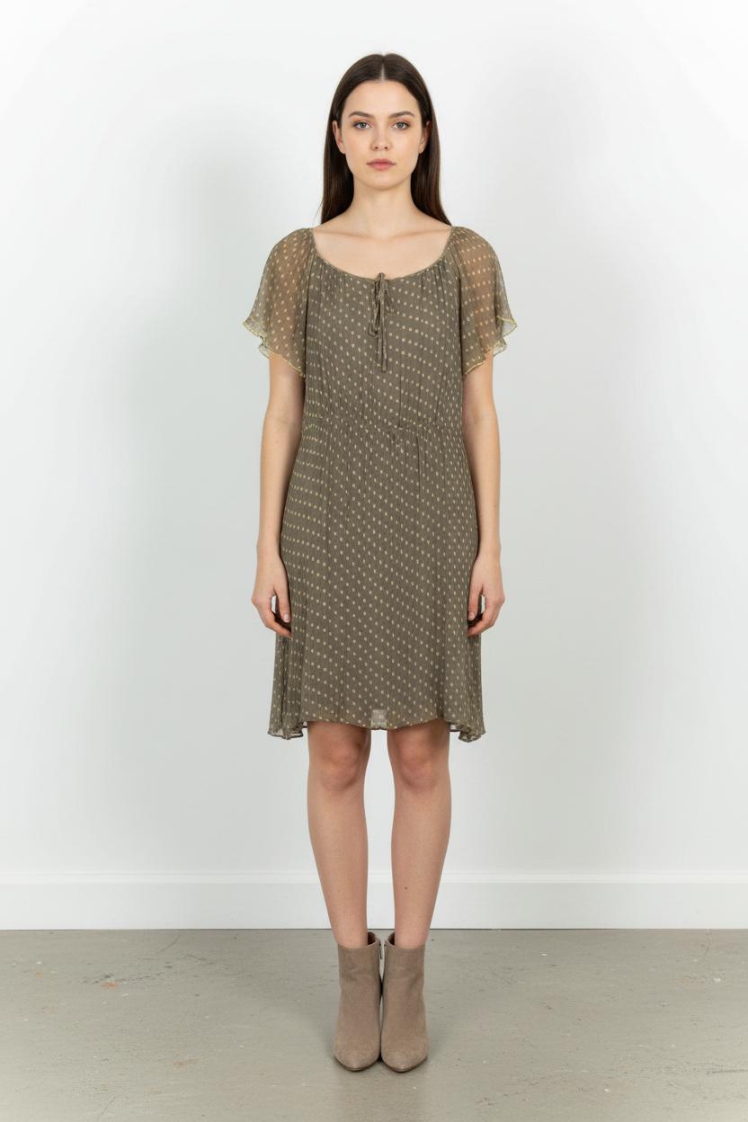 Robe Courte Beige à Pois - Taille M/38 de la marque Sud express | PARAD103205 - Vendu par Paradigme - Image 1