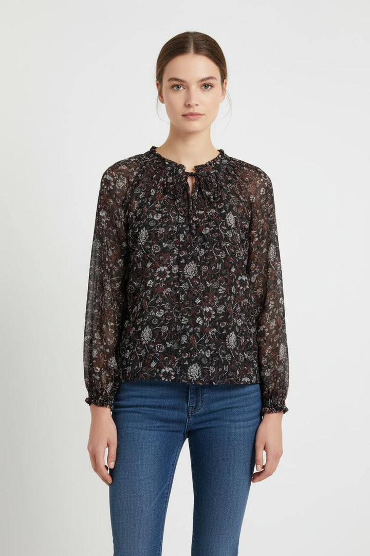Blouse Noire et Bordeaux - Taille S/36 de la marque IKKS | PARAD103208 - Vendu par Paradigme - Image 1