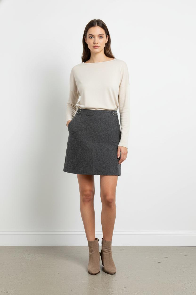 Jupe Droite Grise - Taille XS/34 de la marque Claudie Pierlot | PARAD103237 - Vendu par Paradigme - Image 1