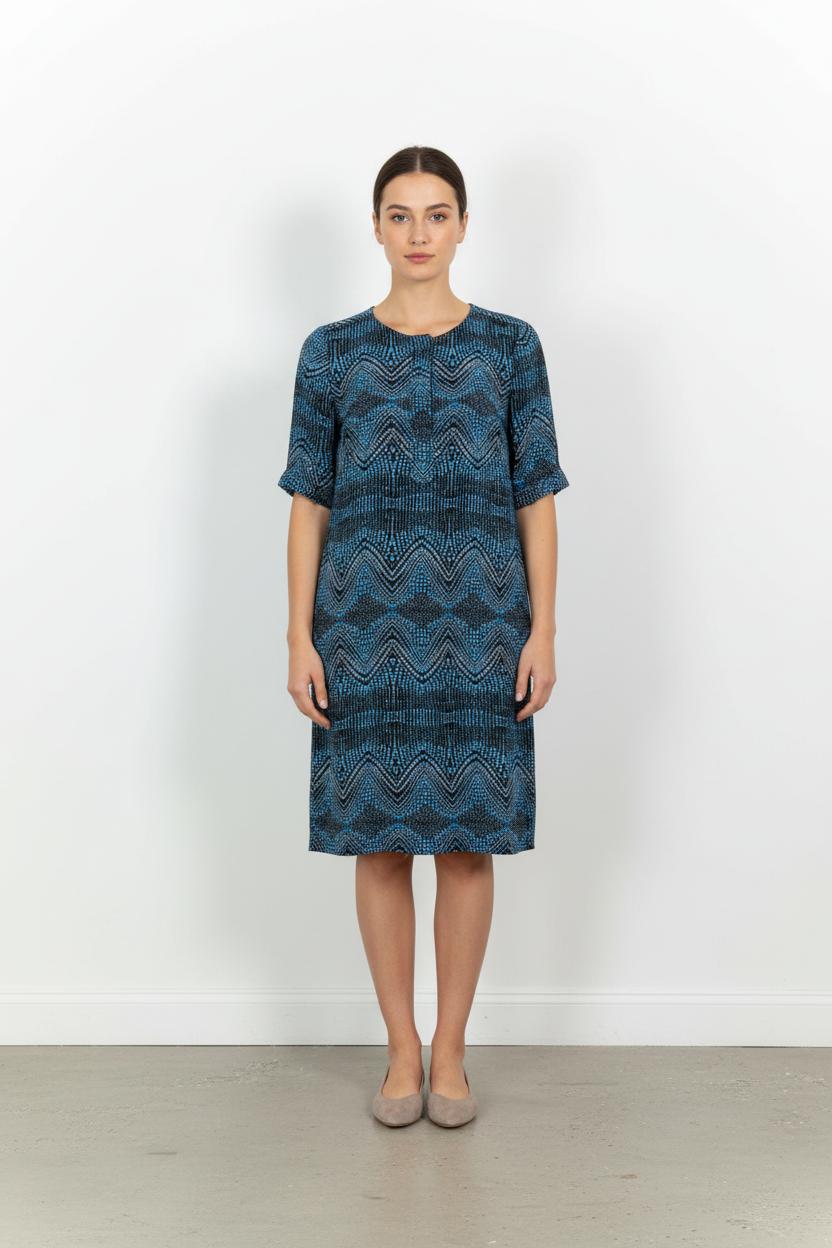 Robe Droite Bleue et Noire - Taille S/36 de la marque Maison 123 | PARAD103269 - Vendu par Paradigme - Image 1