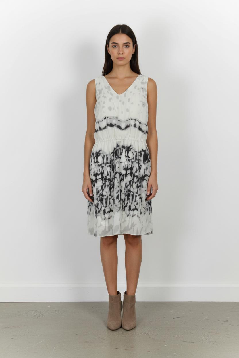 Robe Midi Blanche et Noire - Taille M/38 de la marque Sud express | PARAD103276 - Vendu par Paradigme - Image 1