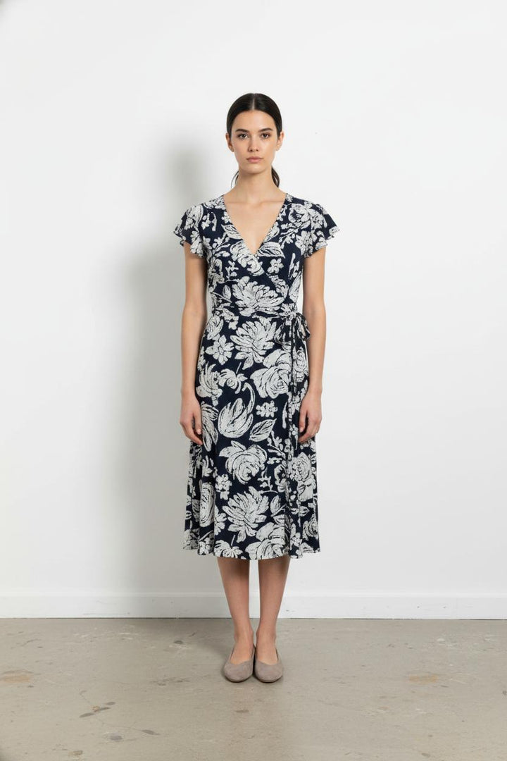 Robe portefeuille bleu et blanc - Taille S/36 de la marque Sud express | PARAD103286 - Vendu par Paradigme - Image 1