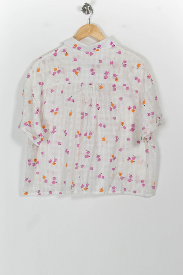 Chemise Blanche à Fleurs Roses et Oranges - Taille S/36 de la marque Des petits hauts | PARAD103294 - Vendu par Paradigme - Image 4