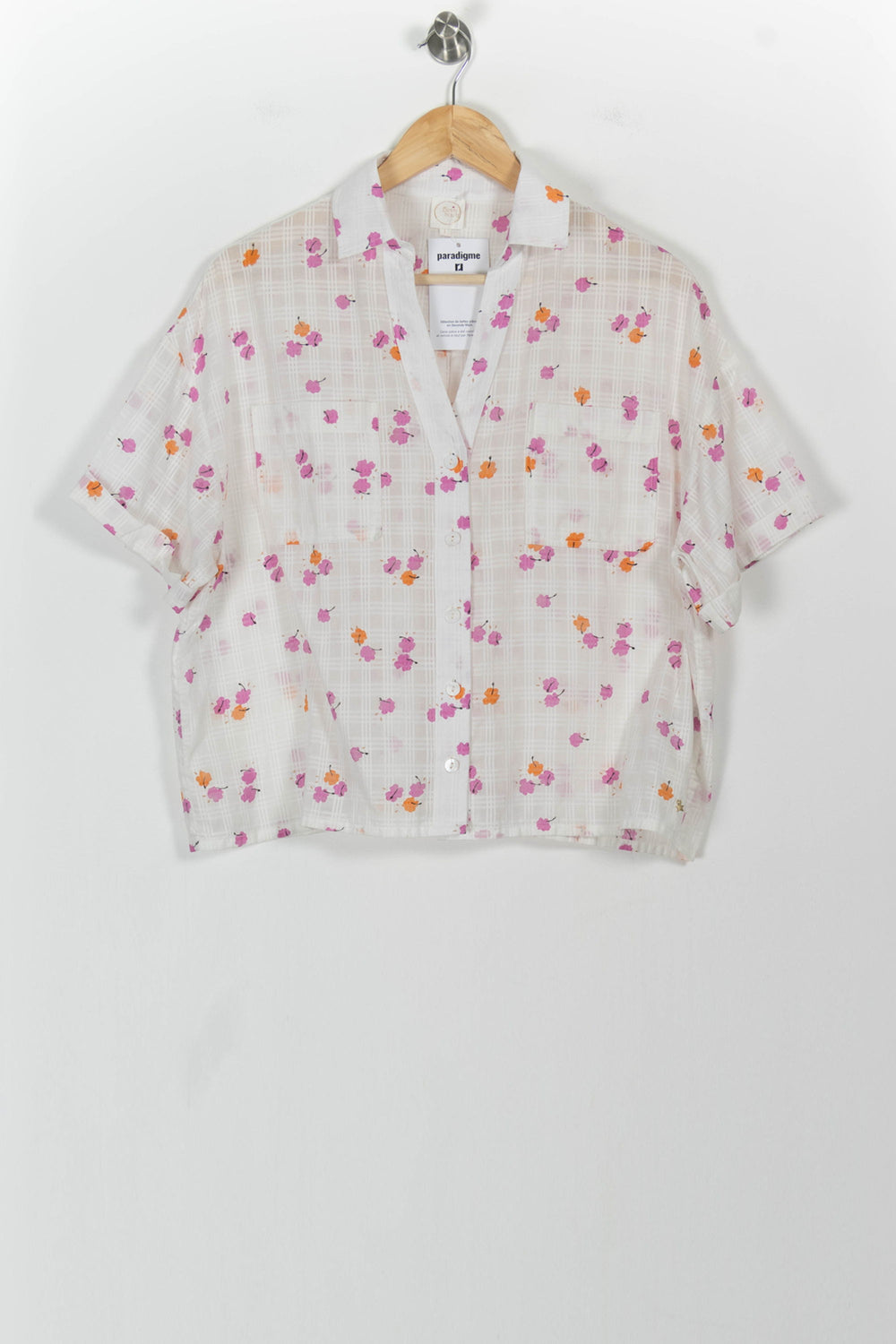 Chemise Blanche à Fleurs Roses et Oranges - Taille S/36 de la marque Des petits hauts | PARAD103294 - Vendu par Paradigme - Image 2