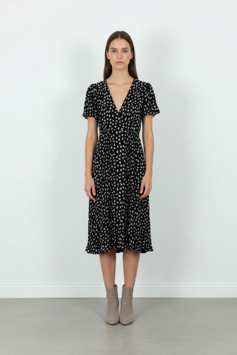Robe Midi Noire et Blanche - Taille S/36 de la marque Sud express | PARAD103295 - Vendu par Paradigme - Image 1