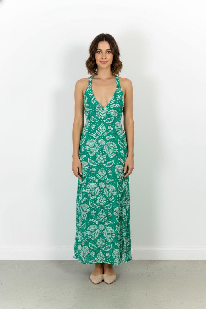 Robe Longue Verte et Blanche - Taille M/38 de la marque Petite Mendigote | PARAD103318 - Vendu par Paradigme - Image 1