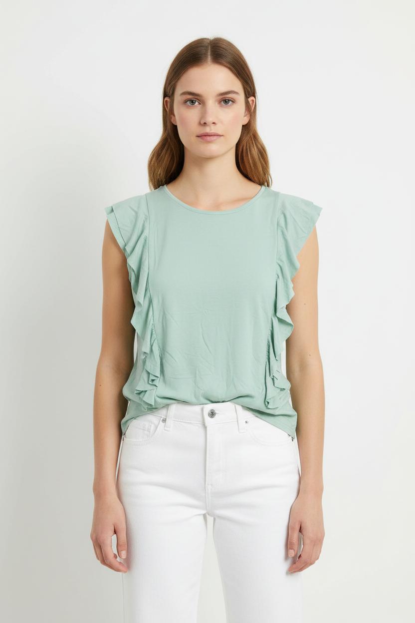 Top Volants Vert - Taille S/36 de la marque Almé | PARAD103328 - Vendu par Paradigme - Image 1