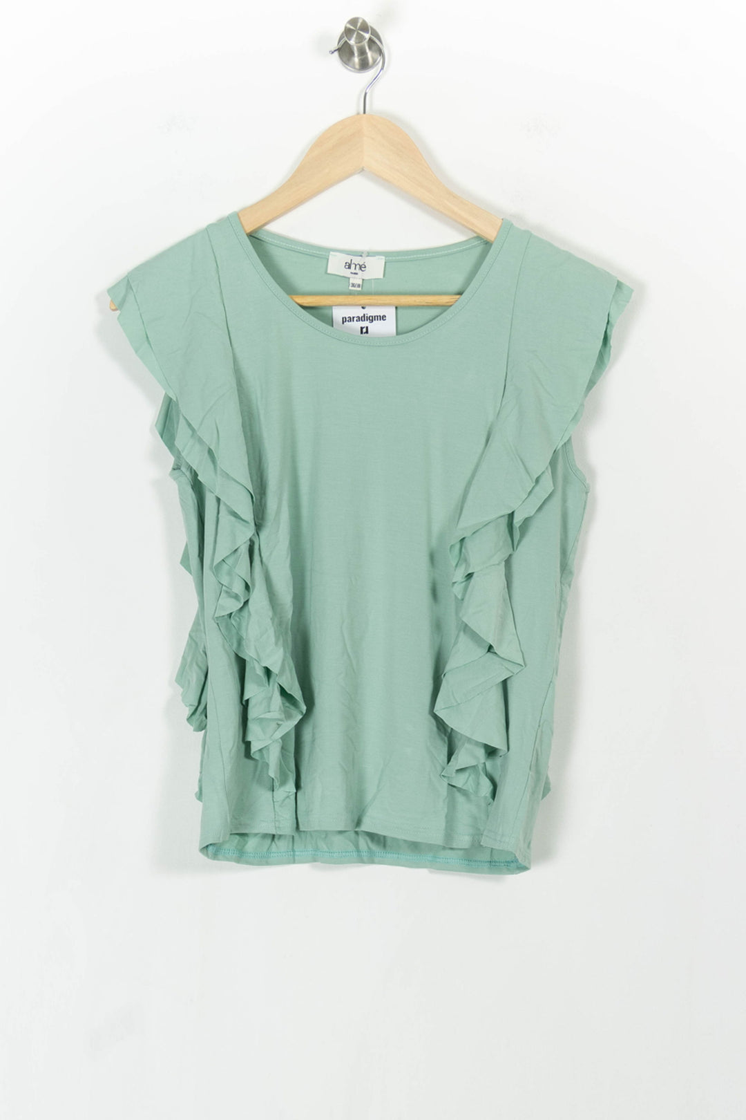 Top Volants Vert - Taille S/36 de la marque Almé | PARAD103328 - Vendu par Paradigme - Image 2