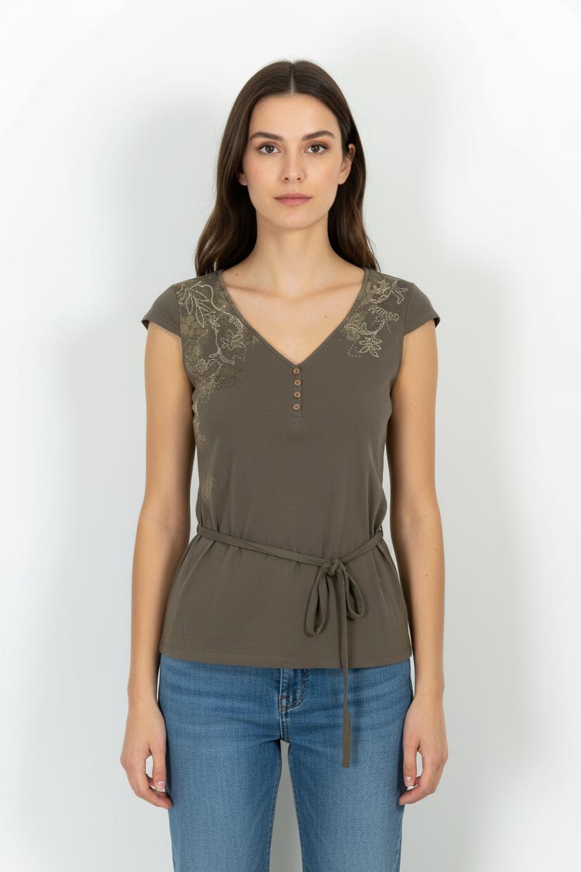 Blouse Verte - Taille S/36 de la marque Caroll | PARAD103382 - Vendu par Paradigme - Image 1