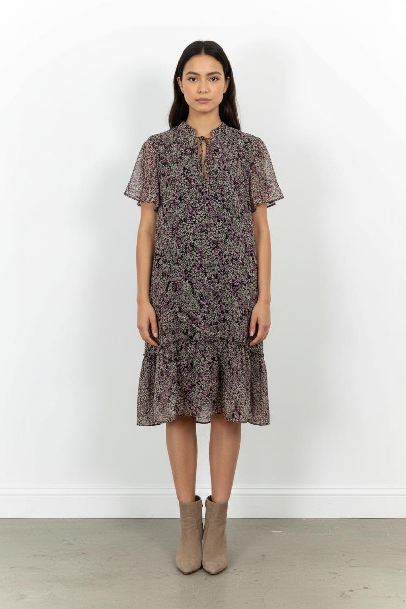 Robe Fleurie Violette et Noire - Taille XL/42 de la marque IKKS | PARAD103386 - Vendu par Paradigme - Image 1